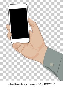 hand holding phone isolated vector design.