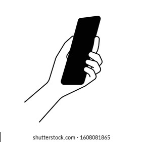 Hand holding a phone with a large screen, watching content, making a call