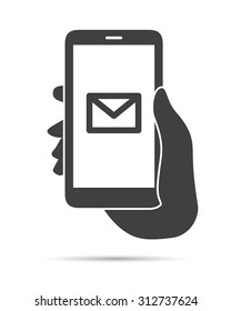 Hand Holding Phone Mail Icon