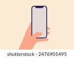 Hand holding phone. Phone in a man's hand