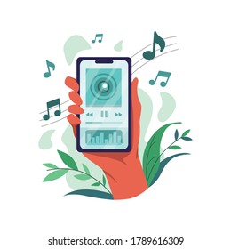 Hand holding phone for music 