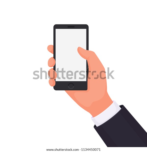 Hand Holding Phone On White Background Stock Vector (Royalty Free