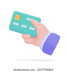 Hand holding a phone. online payment by credit card cashless society Scan QR code to pay online. 3D illustration.