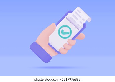 Hand holding a phone. online payment by credit card cashless society Scan QR code to pay online. 3D illustration.
