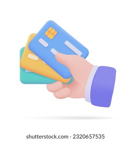 Hand holding a phone. online payment by credit card cashless society Scan QR code to pay online. 3D illustration.