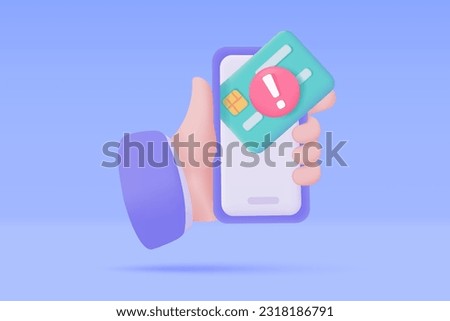 Hand holding a phone. online payment by credit card cashless society Scan QR code to pay online. 3D illustration.