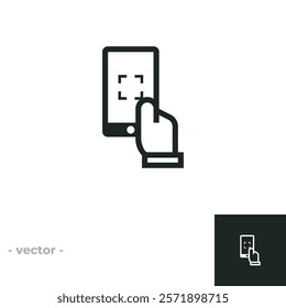 Hand holding phone for photo or video shooting  isolated on white background. Vector illustrations are made with vector-based software, not AI generated results.
