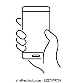 Hand holding phone. Stock vector.  holding phone.  hand holding.