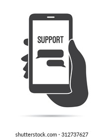 Hand Holding Phone Support Icon