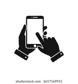 Hand holding phone vector icon