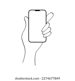 Hand holding phone vector illustration