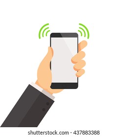 Hand Holding Phone With Vibrate Sign Concepts Vector Illustration