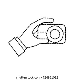 hand holding photo camera push button