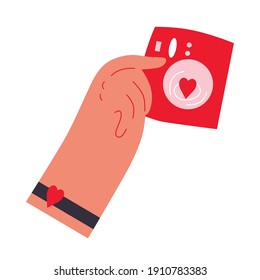 Hängt Cartoon flach Vektorgrafik. Valentinstag simbol-Karte.
