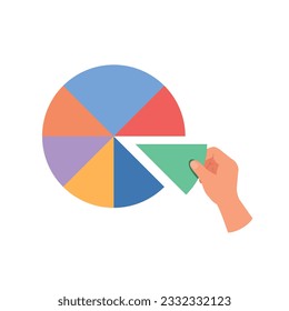 Hand holding pie chart, Financial planner standing to arrange pie chart, Investment asset allocation and re-balance concept.