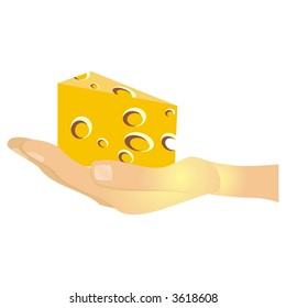 hand holding a piece of cheese