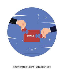Hand holding pieces of of puzzle, team work concept