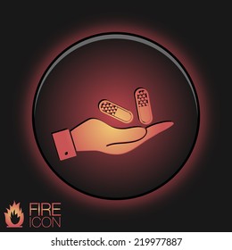 hand holding a pill tablet sign. symbol of medicine and health. icon pills and tablets .