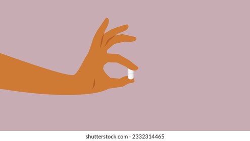 
Hand Holding a Pill for Treatment Vector Drawing Illustration. Medical worker giving medication to cure illness 
	
