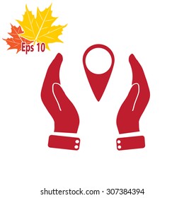 hand holding a pin location
