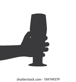 Hand holding a pint of beer, vector illustration design. Hands collection.