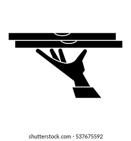 hand holding pizza box delivery pictogram