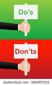 Händlerplatine Do's und Don'ts. Vektorgrafik.