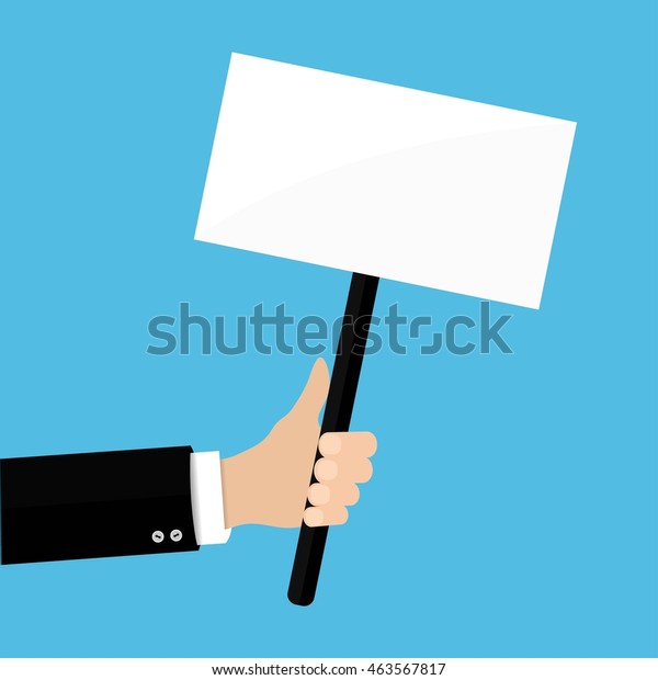 Hand Holding Placard Empty Space Text Stock Vector (Royalty Free) 463567817