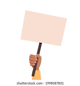 Mano sosteniendo el cartel. Colocar el texto.
Signo vacío. Concepto de protesta. Material vectorial