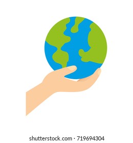 hand holding planet earth ecological environmental concept
