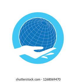 Hand holding planet Earth, vector