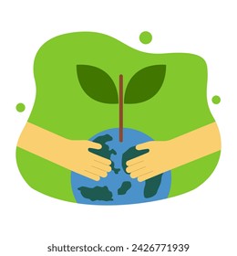 hand holding planet with seeding, save the planet earth concept