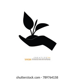 Hand holding plant. Eco concept. vector illustration.