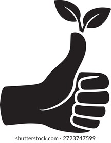 Hand holding plant GreenThumb isolated vector on white background, Vector, illustration