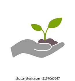 hand holding plant growing vector ikon