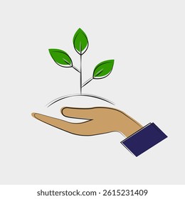 Hand Holding Plant Icon Vector Illustration