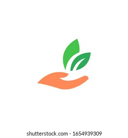 Diseño de icono vectorial de la plantilla de logotipo de las plantas de mano