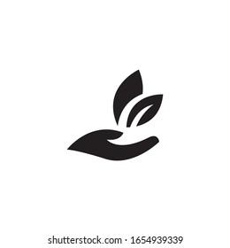 Hand Holding Plants Logo Template Vector Icon Design