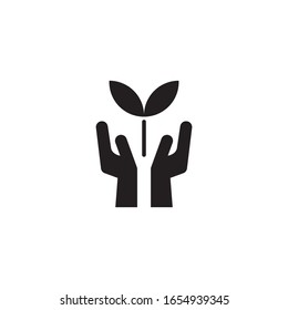 Diseño de icono vectorial de la plantilla de logotipo de las plantas de mano