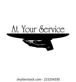 HAND HOLDING PLATE  (AT YOUR SERVICE) illustration vector