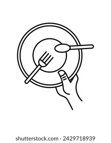 hand holding plate icon, vector best line icon.