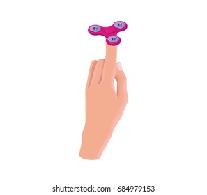Hand holding, playing and making tricks with fidget spinner, iso