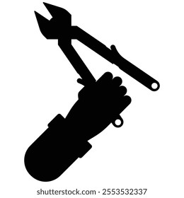 Hand Holding Pliers Icon for Tools and Repair Themes