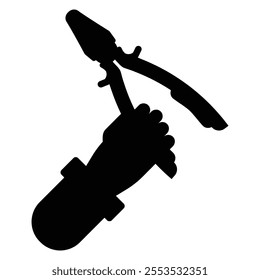 Hand Holding Pliers Icon for Tools and Repair Themes