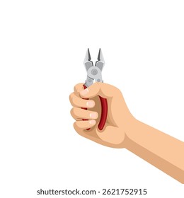 hand holding pliers vector illustration design