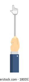 Hand holding pointing stick vector illustration ( male hand , business person )