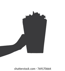 Hand holding popcorn, vector illustration design. Hands collection.