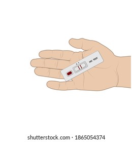 hand holding a positive test result for HIV and AIDS infection, vector illustration in flat style, banner, poster, educational material, textbook, clipart, information