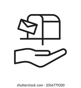 Ilustración vectorial de diseño de iconos de la caja de colocación de mano