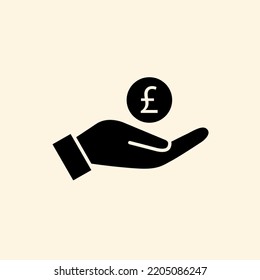 Hand holding Pound. Save money icon, salary money, invest finance, Simple finance icon.